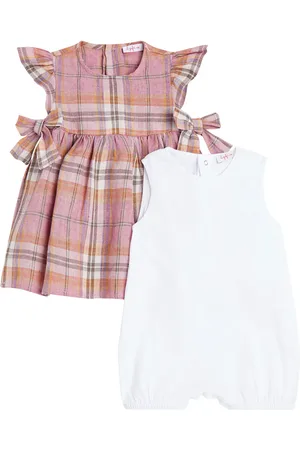 Il gufo Baby Set aus Spieler und Kleid aus Leinen