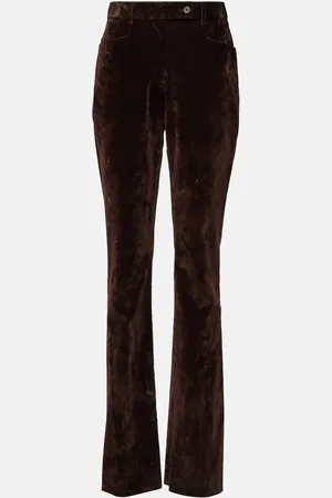 Salvatore Ferragamo Schmale High-Rise-Hose aus Samt