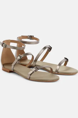 Max Mara Sandalen aus Metallic-Leder