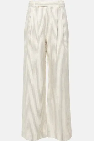 Frame Weite Mid-Rise-Hose aus Baumwolle und Leinen
