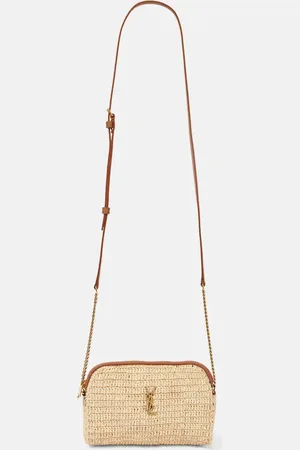 Saint Laurent Schultertasche Gaby aus Raffiabast mit Leder