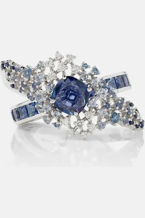 Ananya Ring Scatter Orbit aus 18kt Weißgold mit Diamanten und Saphiren