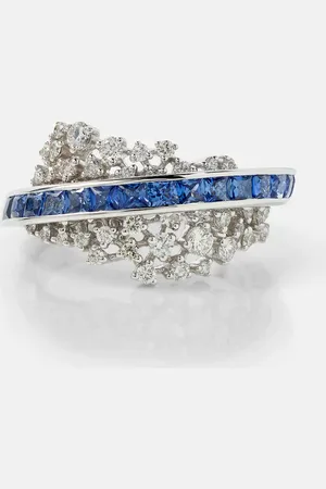 Ananya Ring Scatter Energy aus 18kt Weißgold mit Diamanten und Saphiren