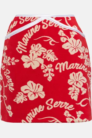 Marine Serre Minirock mit Leder