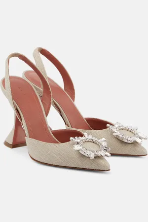 Amina Muaddi Verzierte Slingback-Pumps Begum 95 aus Canvas