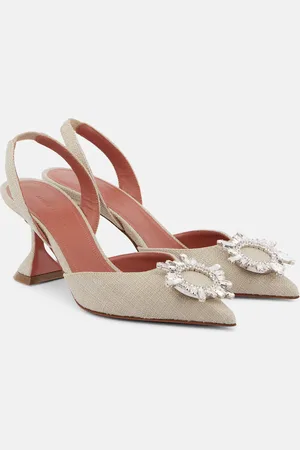Amina Muaddi Verzierte Slingback-Pumps Begum 70 aus Canvas