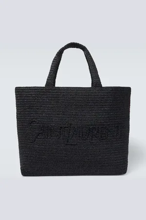 Saint Laurent Bestickte Tote aus Raffiabast