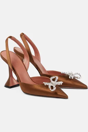 Amina Muaddi Verzierte Slingback-Pumps Rosie 95 aus Satin