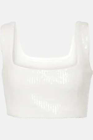 GALVAN Bridal Cropped-Top Beating Heart mit Pailletten