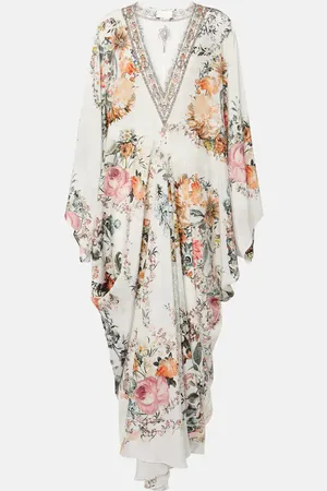 Camilla Verzierter Kaftan aus Seiden-Crêpe