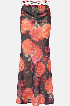 Bananhot Bedruckter Maxirock aus Chiffon
