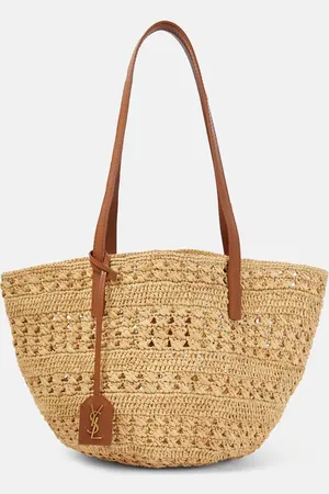 Saint Laurent Schultertasche Panier Small aus Raffiabast