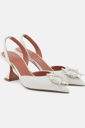 Amina Muaddi Verzierte Slingback-Pumps Begum 70 aus Leder