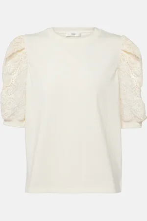 Frame Top Frankie aus Baumwoll-Jersey mit Spitze