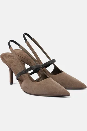 Brunello Cucinelli Slingback-Pumps Monili aus Veloursleder