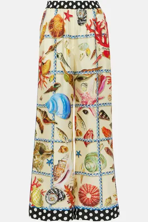 Dolce & Gabbana Bedruckte Palazzo-Hose Capri aus Seidensatin