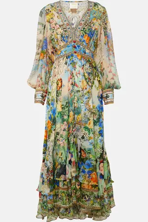 Camilla Verziertes Maxikleid aus Seide