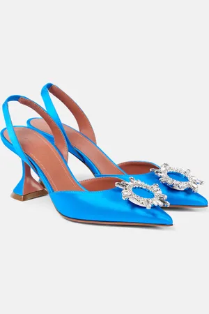 Amina Muaddi Verzierte Slingback-Pumps Begum 70 aus Satin