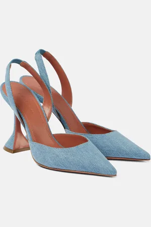 Amina Muaddi Slingback-Pumps Holli 95 aus Denim