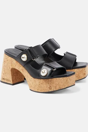 Jimmy Choo Verzierte Plateausandalen Fayence aus Leder