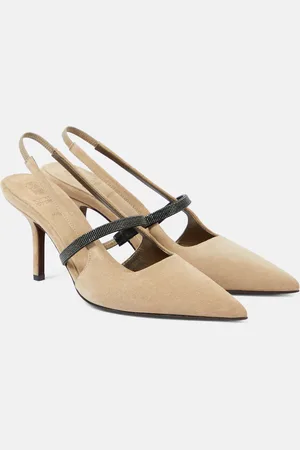 Brunello Cucinelli Slingback-Pumps Monili aus Veloursleder