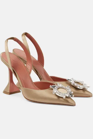 Amina Muaddi Verzierte Slingback-Pumps Begum 95 aus Satin