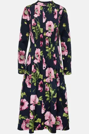 Oscar de la Renta Midikleid aus einem Baumwollgemisch