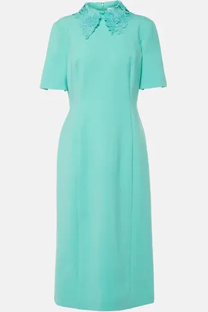 Oscar de la Renta Midikleid aus einem Wollgemisch mit Spitze