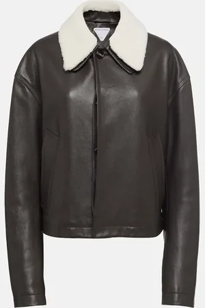 Bottega Veneta Lederjacke mit Shearling