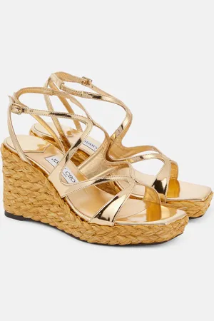 Jimmy Choo Wedge-Sandalen Ayla aus Metallic-Leder