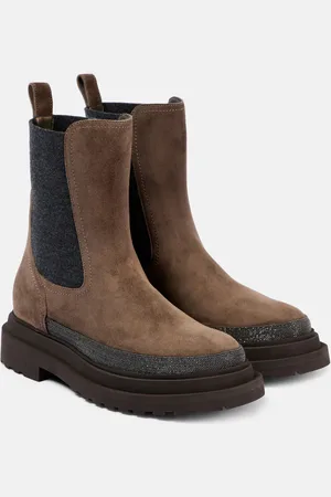 Brunello Cucinelli Chelsea Boots Monili aus Veloursleder