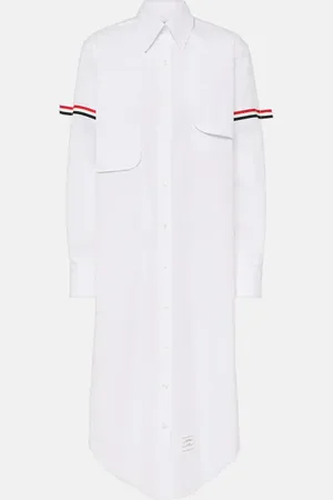 Thom Browne Hemdblusenkleid RWB Stripe aus Baumwolle