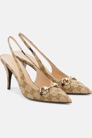 Gucci Slingback-Pumps Horsebit GG aus Canvas
