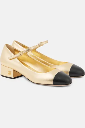Miu Miu Mary-Jane-Pumps aus Metallic-Leder