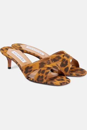 Aquazzura Bedruckte Pantoletten Divine aus Veloursleder