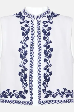 Loro Piana Bestickte Weste Dabney aus Leinen