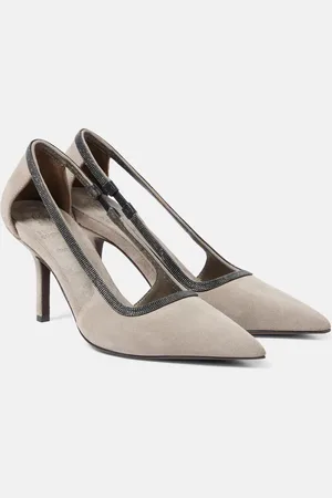 Brunello Cucinelli Pumps Monili aus Veloursleder