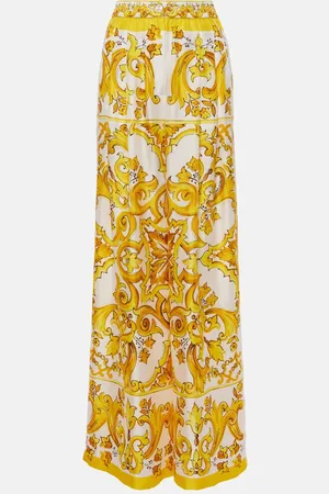 Dolce & Gabbana Palazzo-Hose Majolica aus Seiden-Twill
