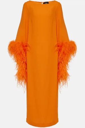 ‎Taller Marmo‎ Midikleid Del Lago aus Cady mit Federn