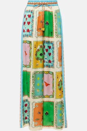 ALÉMAIS Alémais Bedruckte Palazzo-Hose Rummy aus Seidensatin