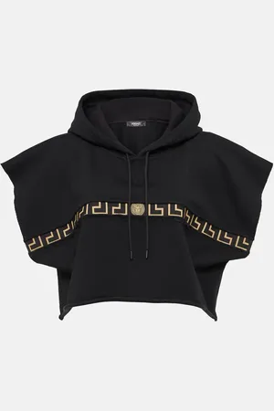 VERSACE Cropped-Hoodie Greca Border aus Baumwoll-Jersey