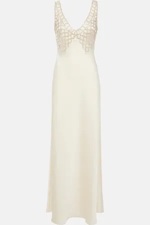 Self-Portrait Verziertes Maxikleid aus Satin