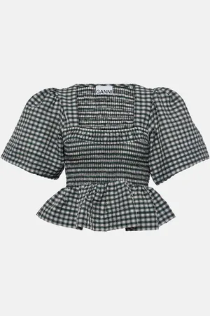 Ganni Top aus Seersucker