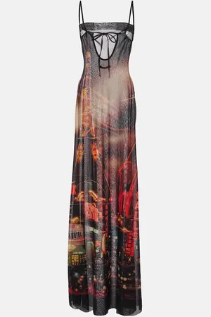 Jean Paul Gaultier Bedrucktes Slipdress aus Mesh