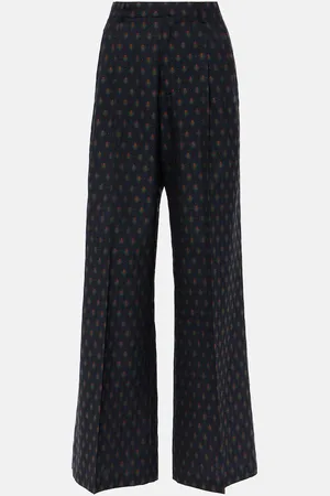 Etro Weite High-Rise-Hose aus Wolle und Baumwolle