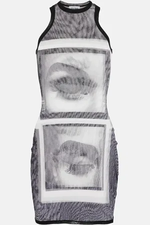 Jean Paul Gaultier Bedrucktes Minikleid aus Mesh