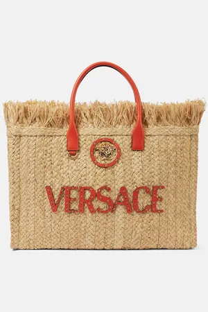 VERSACE Shopper La Medusa aus Stroh mit Leder