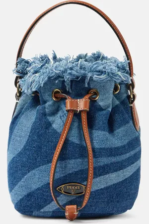 Puccini Bucket-Bag Marmo Small aus Denim mit Leder