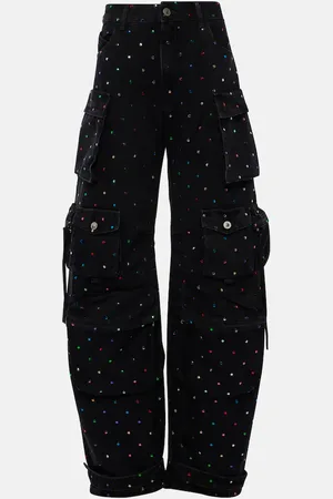 The Attico Verzierte High-Rise Cargo-Jeans Fern
