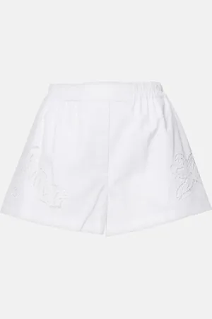 VERSACE Bestickte Shorts Sangallo aus Baumwollpopeline